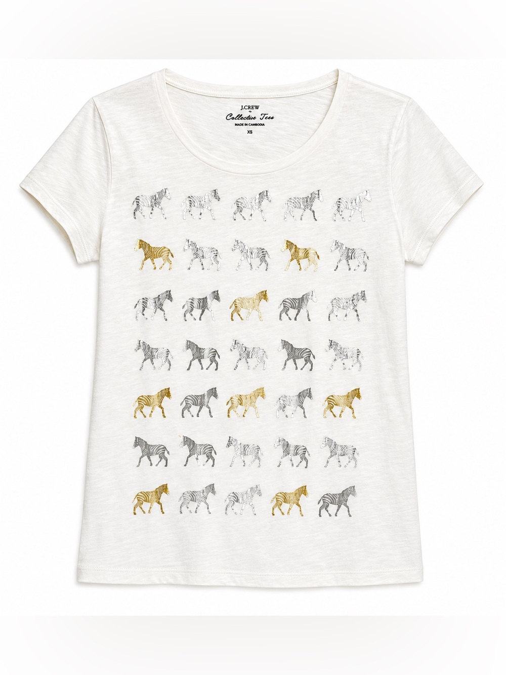 J.Crew 100% Cotton Collector Tees Metallic Zebra Graphic T-shirt - XS